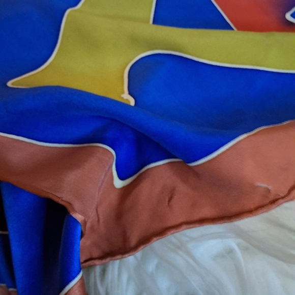 Chinese Character Silk Large Vibrant Color Scarf - Picture 4 of 9